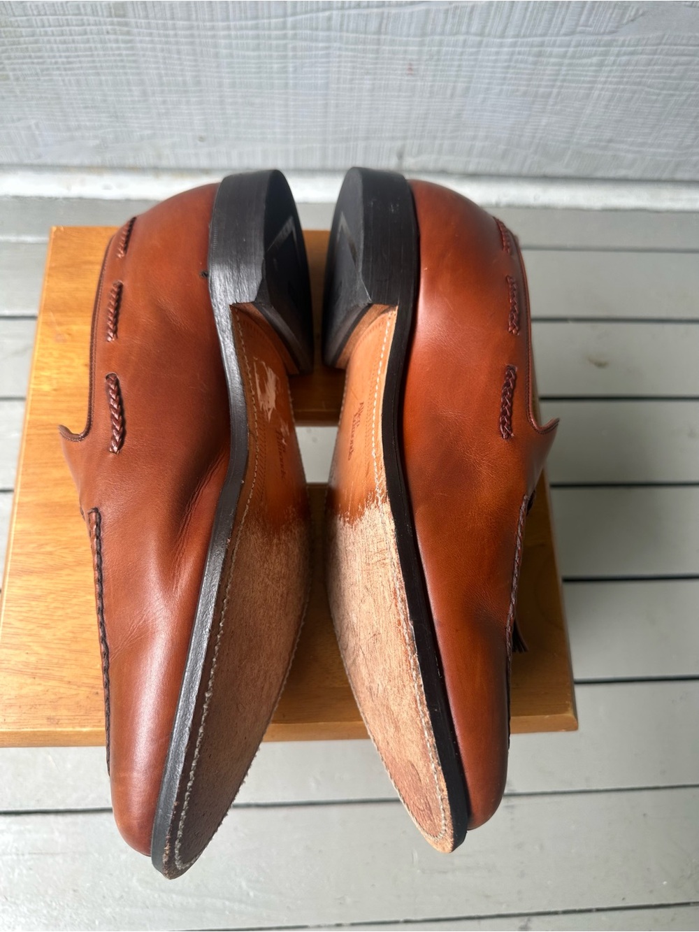 Allen Edmonds  Pembrooke Vintage Tassel Leather Loafers |Cognac~12 - Picture 3 of 9